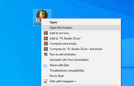 chọn "Open file location"