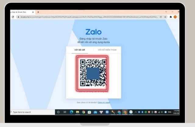 Chọn hình thức đăng nhập bằng Zalo và quét mã QR